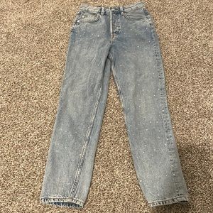 High rise bedazzled mom jeans
